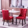 Classic Velvet Dining Chairs, High-end Tufted Solid Wood Contemporary Velvet Upholstered Dining Chair with Wood Legs Nailhead, SET OF 2,Burgundy
