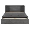 Queen Size Murphy Bed with USB Port and a Large Drawer, Gray