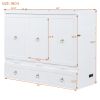Queen Size Murphy Bed with USB Port and a Large Drawer, White