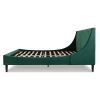 Aspen Vertical Tufted Modern Headboard Platform Bed Set, King, Evergreen Velvet