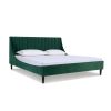 Aspen Vertical Tufted Modern Headboard Platform Bed Set, King, Evergreen Velvet