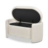 Fuji 43" Upholstered Oval Storage Bench, Ivory White Boucle