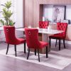 Classic Velvet Dining Chairs, High-end Tufted Solid Wood Contemporary Velvet Upholstered Dining Chair with Wood Legs Nailhead, SET OF 2,Burgundy