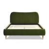 Roman Curved Headboard Upholstered Platform Bed, Queen, Olive Green Performance Velvet