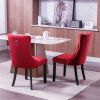 Classic Velvet Dining Chairs, High-end Tufted Solid Wood Contemporary Velvet Upholstered Dining Chair with Wood Legs Nailhead, SET OF 2,Burgundy
