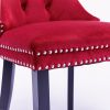 Classic Velvet Dining Chairs, High-end Tufted Solid Wood Contemporary Velvet Upholstered Dining Chair with Wood Legs Nailhead, SET OF 2,Burgundy