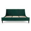 Aspen Vertical Tufted Modern Headboard Platform Bed Set, King, Evergreen Velvet