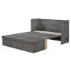 Queen Size Murphy Bed with USB Port and a Large Drawer, Gray