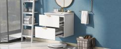 Modern 24-Inch Wall-Mounted Bathroom vanity with 2 Drawers, Ideal for Small Bathrooms