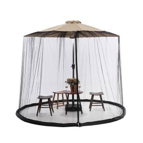Outdoor Mosquito Net for garden umbrella Mosquito Netting Curtain for Courtyard/Patio/Cantilever/Tilting umbrella Mosquito mesh (Color: Black, size: 380x240CM(11-12FT)))