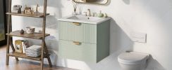 Modern 24-Inch Wall-Mounted Bathroom vanity with 2 Drawers, Ideal for Small Bathrooms